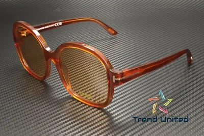 Pre-owned Tom Ford Ft1034 45e Plastic Shiny Light Brown Brown 57 Mm Women's Sunglasses