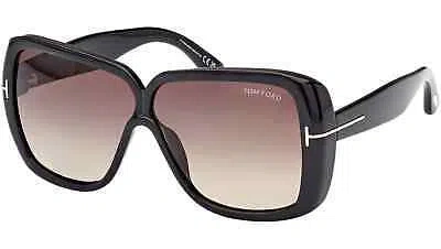 Pre-owned Tom Ford Ft1037-01b-61 Shiny Black In Gray