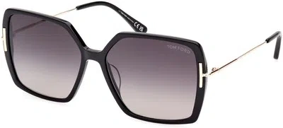 Pre-owned Tom Ford Ft1039 01b Plastic Shiny Black Gradient Smoke 59 Mm Women's Sunglasses In Gray
