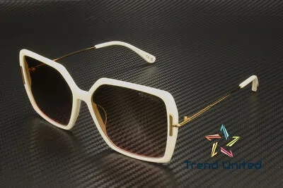 Pre-owned Tom Ford Ft1039 25f Plastic Ivory Gradient Brown 59 Mm Women's Sunglasses