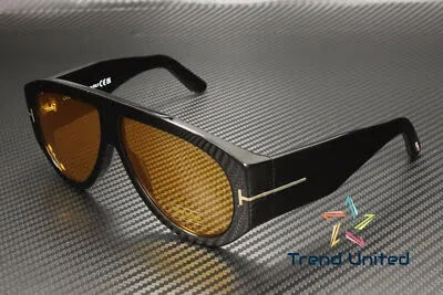 Pre-owned Tom Ford Ft1044 01e Plastic Shiny Black Brown 60 Mm Men's Sunglasses