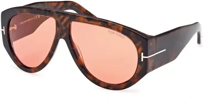 Pre-owned Tom Ford Ft1044 52s Plastic Dark Havana Bordeaux 60 Mm Men's Sunglasses In Red