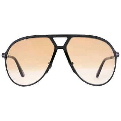 Pre-owned Tom Ford Ft1060 Xavier 01f 64mm Black/t Logo Men's Aviator Sunglasses In Orange
