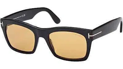 Pre-owned Tom Ford Ft1062-01e-56 Shiny Black In Brown