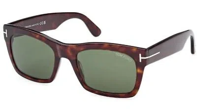 Pre-owned Tom Ford Ft1062-52n-56 Dark Havana Sunglasses In Green