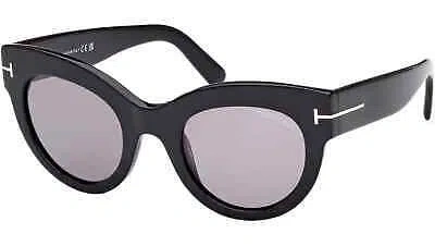 Pre-owned Tom Ford Ft1063-01c-51 Shiny Black In Gray