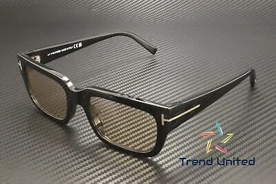 Pre-owned Tom Ford Ft1075 01e Plastic Shiny Black Brown 54 Mm Unisex Sunglasses