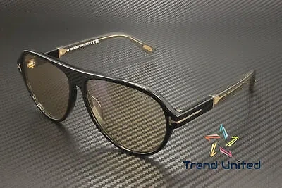 Pre-owned Tom Ford Ft1080 01e Plastic Shiny Black Brown 59 Mm Men's Sunglasses