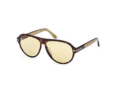 Pre-owned Tom Ford Ft1080 52n Plastic Dark Havana Green 59 Mm Men's Sunglasses