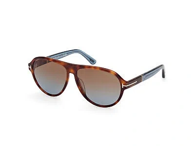 Pre-owned Tom Ford Ft1080 53f Plastic Blonde Havana Gradient Brown 59 Mm Men's Sunglasses