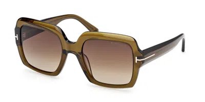 Tom Ford Ft1082 Kaya 51f Occhiali Da Sole Verdi Per Donna In Brown