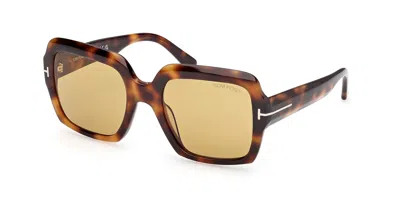 Tom Ford Ft1082 Kaya 53e Occhiali Da Sole Tartarugatishell Per Donna In Brown