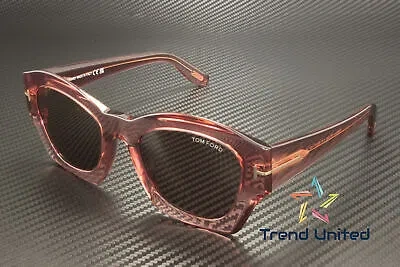 Pre-owned Tom Ford Ft1083 72e Plastic Shiny Pink Brown 52 Mm Women's Sunglasses