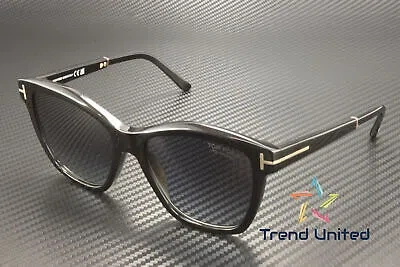 Pre-owned Tom Ford Ft1087 01d Plastic Shiny Black Smoke Polarized 54 Mm Women's Sunglasses In Gray
