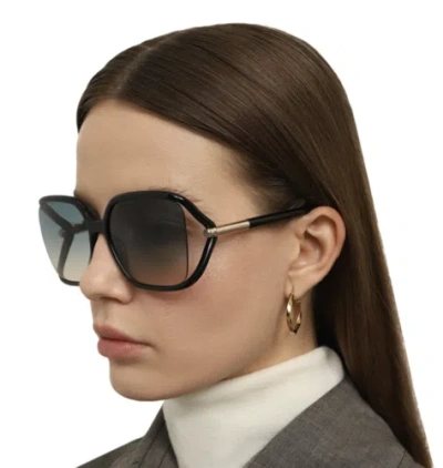 Pre-owned Tom Ford Ft1089-01p-60 Black Sunglasses In Green