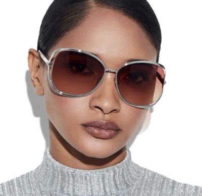 Pre-owned Tom Ford Ft1091-16t-62 Silver Brown Sunglasses