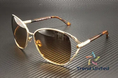Pre-owned Tom Ford Ft1091 28f Metal Shiny Rose Gold Gradient Brown 62 M Women's Sunglasses