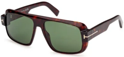 Pre-owned Tom Ford Ft1101-52n-58 Dark Havana In Green
