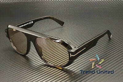 Pre-owned Tom Ford Ft1102 52e Plastic Dark Havana Brown 59 Mm Men's Sunglasses