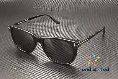 Pre-owned Tom Ford Ft1104 01a Plastic Shiny Black Smoke 53 Mm Men's Sunglasses In Gray