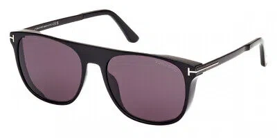 Pre-owned Tom Ford Ft1105-01a-55 Shiny Black In Gray