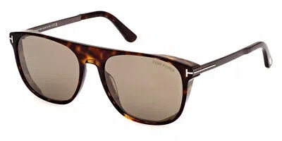 Pre-owned Tom Ford Ft1105-52l-55 Dark Havana In Brown