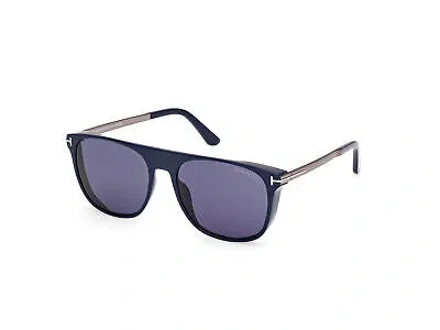 Pre-owned Tom Ford Ft1105-90v-55 Shiny Blue Sunglasses