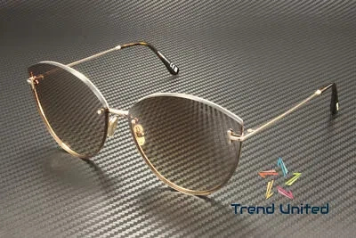Pre-owned Tom Ford Ft1106 28g Metal Shiny Rose Gold Brown Mirror 63 Mm Women's Sunglasses