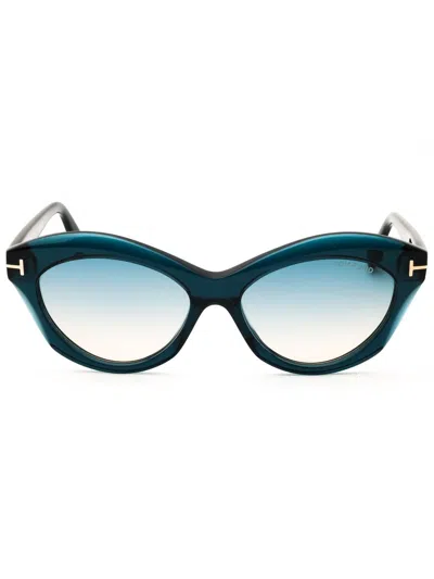 Tom Ford Ft1111 Sunglasses In Blue/other / Gradient Green