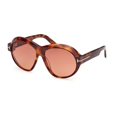 Tom Ford Ft1113 53t Blonde Havana/bordeaux Gradient In Brown