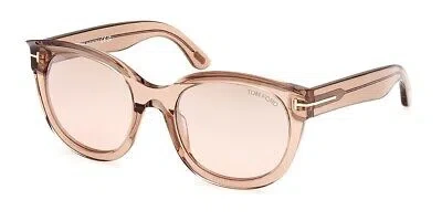 Pre-owned Tom Ford Ft1114-45g-54 Shiny Light Brown Sunglasses