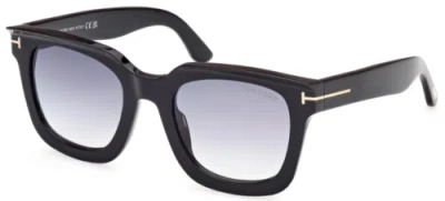 Pre-owned Tom Ford Ft1115-01b-52 Shiny Black In Gray