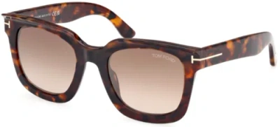 Pre-owned Tom Ford Ft1115-52g-52 Dark Havana In Brown