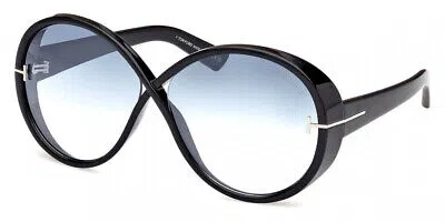 Pre-owned Tom Ford Ft1116-01x-64 Shiny Black In Blue