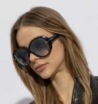Pre-owned Tom Ford Ft1116-01x-64 Shiny Black Sunglasses In Gray