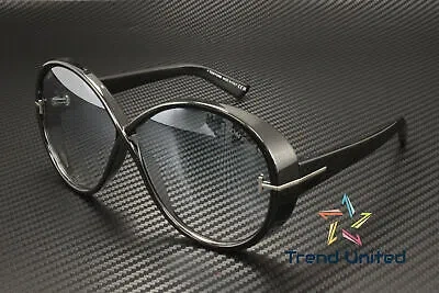 Pre-owned Tom Ford Ft1116 01x Injected Shiny Black Blue Mirror 64 Mm Women's Sunglasses
