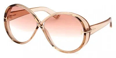 Pre-owned Tom Ford Ft1116-45t-64 Shiny Light Brown In Red