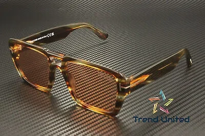 Pre-owned Tom Ford Ft1153 55e Acetate Coloured Havana Brown 56 Mm Men's Sunglasses