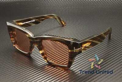 Pre-owned Tom Ford Ft1154 55e Plastic Coloured Havana Brown 50 Mm Men's Sunglasses