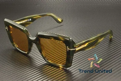 Pre-owned Tom Ford Ft1157 52e Acetate Dark Havana Brown 50 Mm Women's Sunglasses