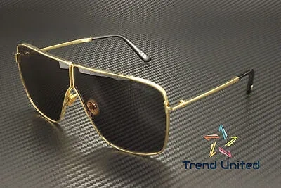 Pre-owned Tom Ford Ft1159 30a Metal Shiny Deep Gold Smoke 68 Mm Unisex Sunglasses In Gray