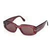 Tom Ford Cielle Squared Acetate Sunglasses In 5269e - Bordeaux Luc / Marrone