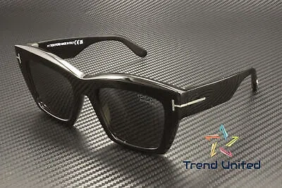 Pre-owned Tom Ford Ft1191 01d Acetate Shiny Black Smoke Polarized 52 Mm Women's Sunglasses In Gray