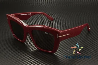 Pre-owned Tom Ford Ft1191 69e Acetate Shiny Bordeaux Brown 52 Mm Women's Sunglasses