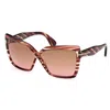 Tom Ford Fiore 63mm Oversize Gradient Butterfly Sunglasses In 6354f - Avana Rossa / Marrone Grad
