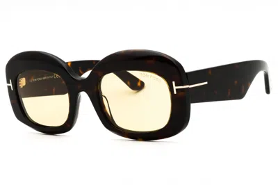 Tom Ford Ft1219 Oval Acetate Sunglasses In Brown