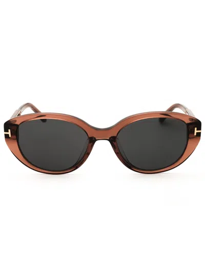 Tom Ford Ft1246-k Sunglasses In Shiny Light Brown / Smoke