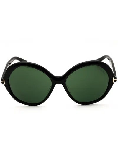 Tom Ford Ft1282 Sunglasses In Shiny Black  / Green