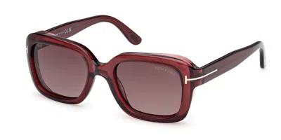 Tom Ford Ft1283 Natalia-02 69t Occhiali Da Sole Borgogna Per Donna In Brown