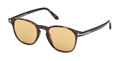 Tom Ford Ft1302 Holt-02 52e Occhiali Da Sole Tartarugatishell Per Uomo In Brown
